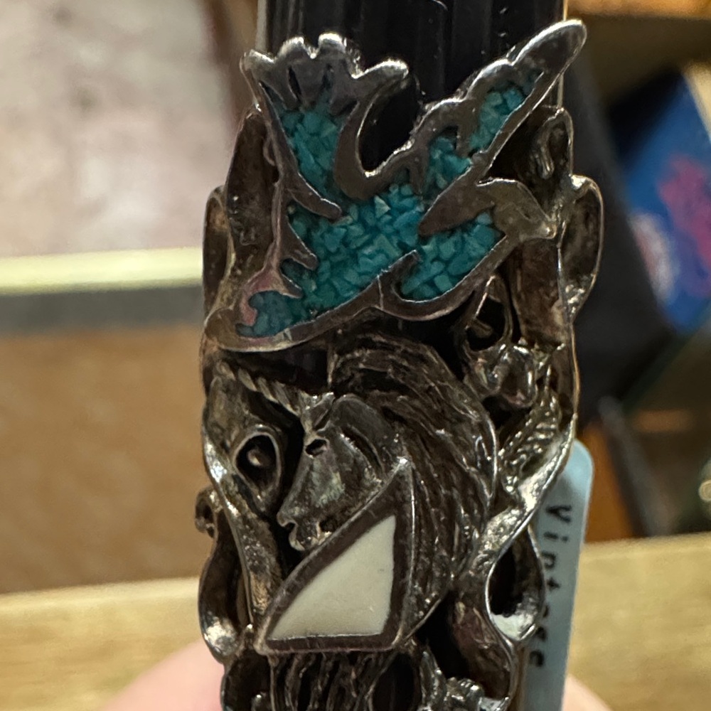 Silver Tone And Turquoise Statement Ring - image 3